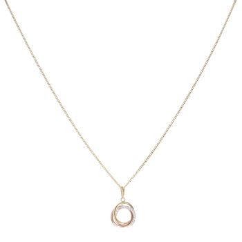 9ct Yellow and Rose Gold Cubic Zirconia Circle Pendant and Chain 20"