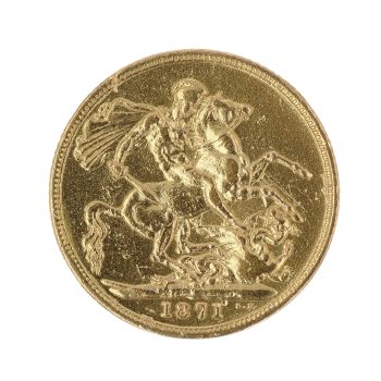 1871 Victoria Young Head UK Full Sovereign Coin