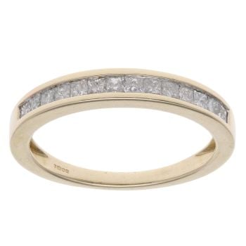 9ct Yellow Gold 0.40ct Princess Cut Diamond Half Eternity Ring
