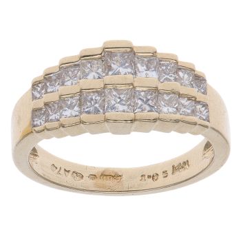 14ct Yellow Gold 1.05ct Princess Cut Diamond Fancy Ring