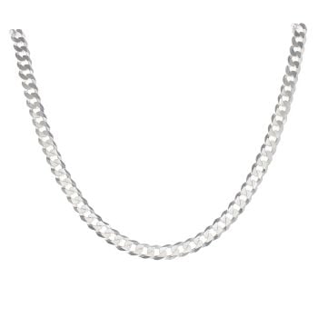 Silver Flat Curb Chain 20" by Icesia