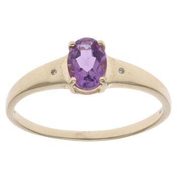 9ct Yellow Gold Amethyst Oval Ring
