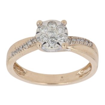 9ct Yellow Gold 0.20ct Brilliant Cut Diamond Cluster Ring