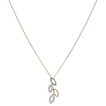9ct Yellow Gold 0.10ct Diamond Fancy Pendant and Curb Chain 18"