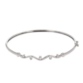 9ct White Gold Cubic Zirconia Wave Bangle