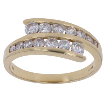 18ct Yellow Gold 1.00ct Brilliant Cut Diamond Crossover Ring