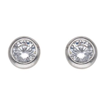 Silver Cubic Zirconia Stud Earrings By Icesia