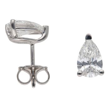 9ct White Gold 2.00ct Pear Cut Lab Grown Diamond Stud Earrings