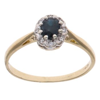 18ct Yellow Gold 0.15ct Diamond and Sapphire Cluster Ring