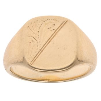 9ct Yellow Gold Patterned Signet Ring