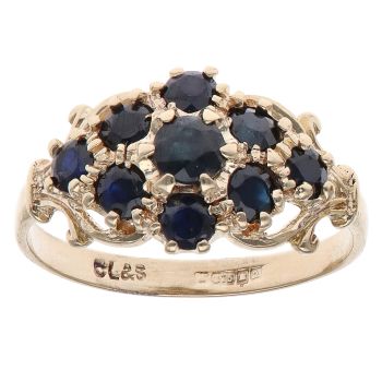 9ct Yellow Gold Sapphire Cluster Ring