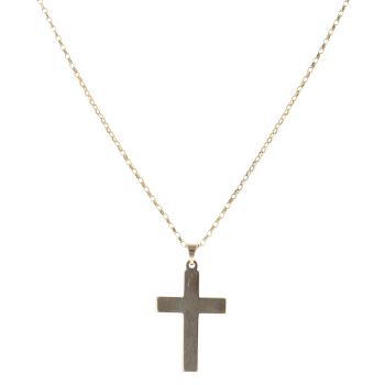 9ct Yellow Gold Cross Pendant and Chain 22"