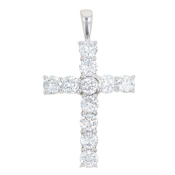 9ct White Gold Cubic Zirconia Cross Pendant