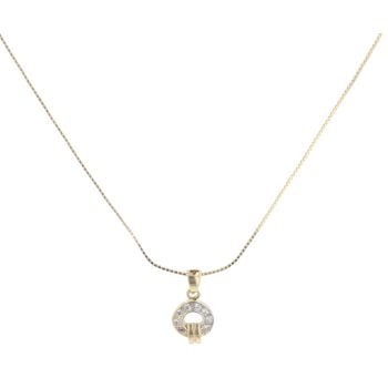 18ct Yellow Gold Cubic Zirconia Circle Pendant And Chain 18"