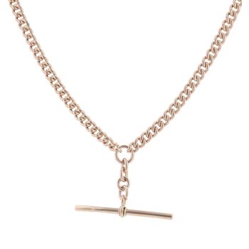 9ct Rose Gold Curb T-Bar Chain 18"