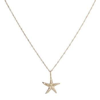 14ct Yellow Gold Star Fish Pendant and Chain 18"