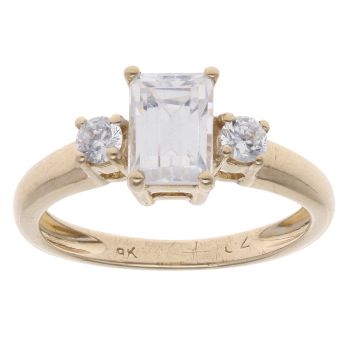 9ct Yellow Gold Cubic Zirconia Three Stone Ring