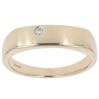 9ct Yellow Gold 0.05ct Diamond Signet Ring