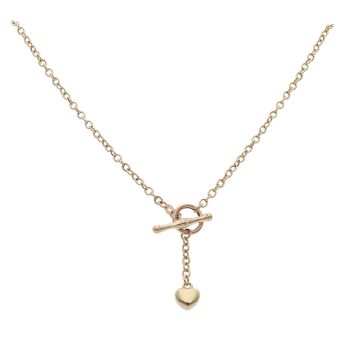 9ct Yellow Gold Heart T-Bar Belcher Chain 20"