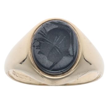 9ct Yellow Gold Hematite Centurion Signet Ring