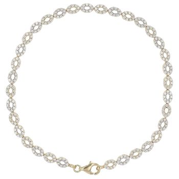 14ct Yellow Gold Cubic Zirconia Fancy Bracelet 7.5"