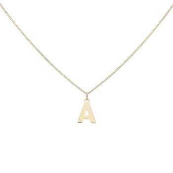 9ct Yellow Gold Personalised Block Initial Pendant and Chain