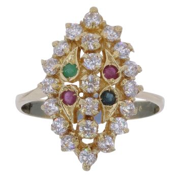 14ct Yellow Gold Multi Gemstone Fancy Ring
