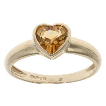 9ct Yellow Gold Citrine Heart Solitaire Ring