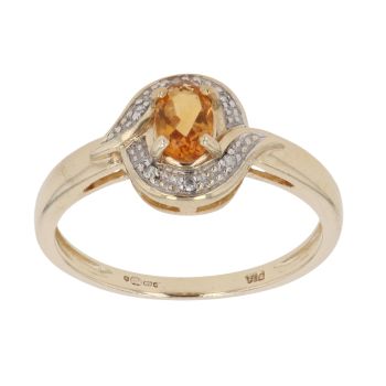 9ct Yellow Gold 0.05ct Diamond and Citrine Cluster Ring