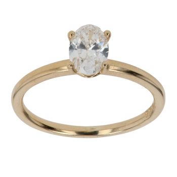 18ct Yellow Gold 0.50ct Oval Cut Lab Grown Diamond Solitaire Ring