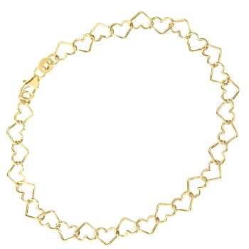 9ct Yellow Gold 7.5" Heart Bracelet