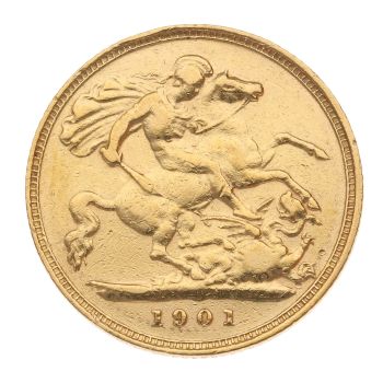 1901 Victoria Old Head UK Half Sovereign Coin