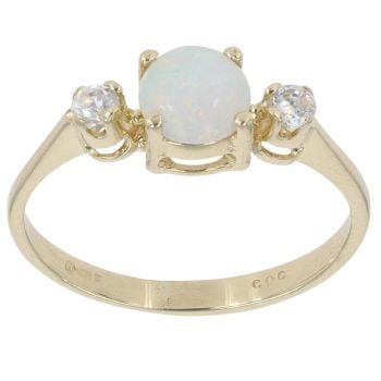14ct Yellow Gold Opal And Cubic Zirconia Ring