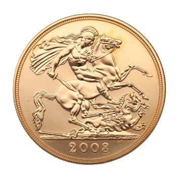 2008 Elizabeth II Fourth Portrait 5 Pounds Brilliant Uncirculated Coin Boxed