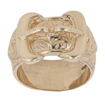 9ct Yellow Gold Patterned Double Buckle Ring