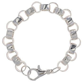 Sterling Silver Patterned And Plain Belcher Bracelet 9"