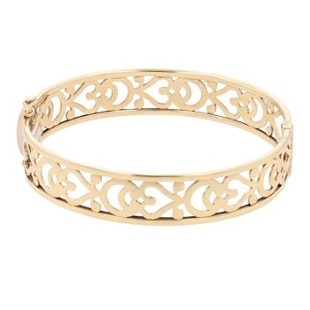 9ct Yellow Gold Patterned Hinged Bangle