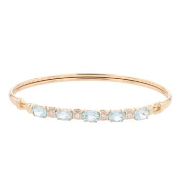 9ct Yellow Gold Cubic Zirconia and Blue Gemstone Bangle