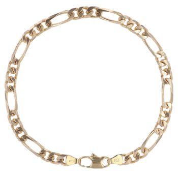 9ct Yellow Gold Figaro Bracelet 8"