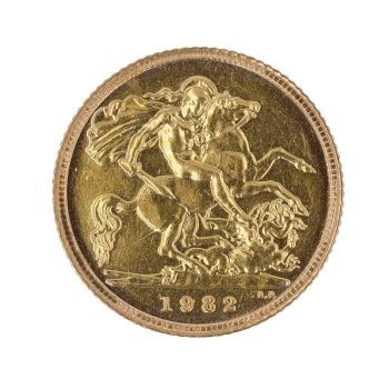 1982 Elizabeth II Decimal Portrait UK Half Sovereign Coin