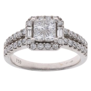18ct White Gold 1.20ct Diamond Cluster Ring