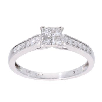 9ct White Gold 0.40ct Diamond Cluster Ring