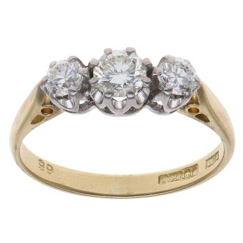 18ct Yellow Gold 0.60ct Brilliant Cut Diamond Trilogy Ring