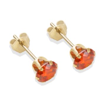 9ct Yellow Gold Flame Cubic Zirconia Stud Earrings 5mm