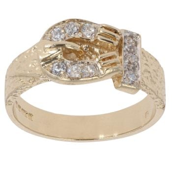 9ct Yellow Gold Cubic Zirconia Buckle Ring
