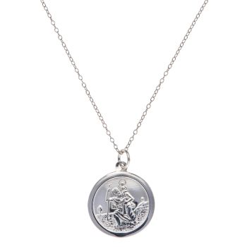 Silver St Christopher Medal Pendant and Chain 20" By Icesia