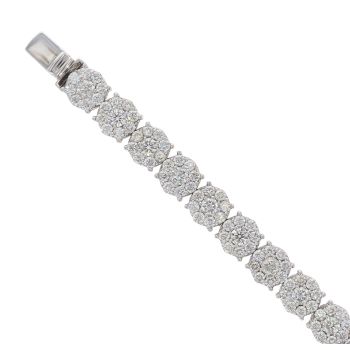 18ct White Gold 11.70ct Brilliant Cut Diamond Cluster Bracelet 7.5"