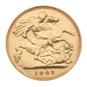 1902 Edward VII Old Head UK Half Sovereign Coin
