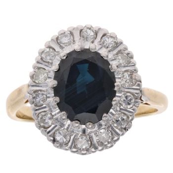 18ct Yellow Gold 0.45ct Diamond And Sapphire Cluster Ring