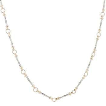 9ct Yellow And White Gold Fancy Bar Link Chain 18"